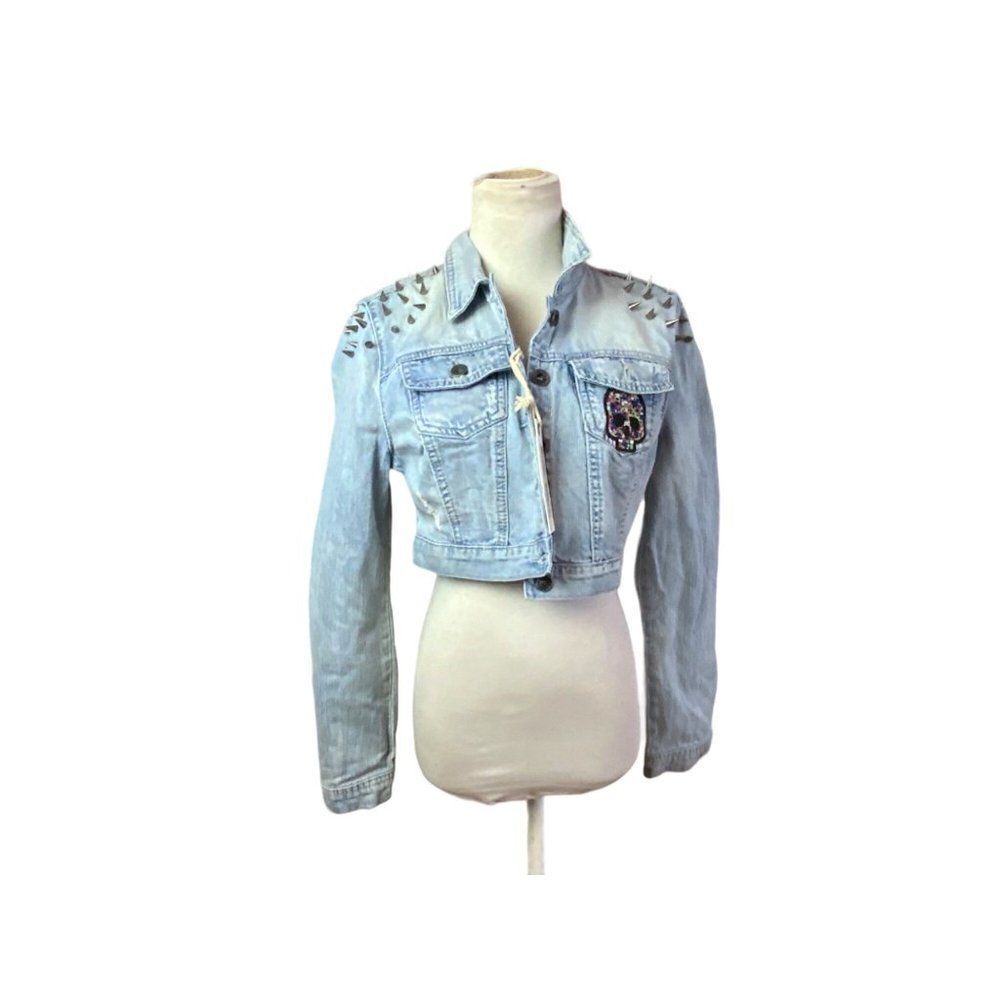 NWT Denim skull Embellished Jacket. Sz JR L - Picture 3 of 3